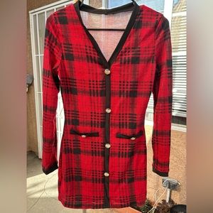 Red plaid dress
